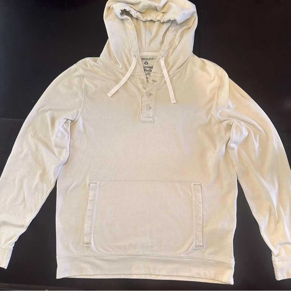 Abercrombie & Finch Lightweight Hoodie Cream Women’s XS Streetwear Grunge Y2K